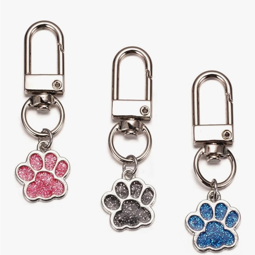 Key Chain Paw Print Women’s Bag Charm Black Car Ring Pendant Purse Backpack New - Picture 7 of 8